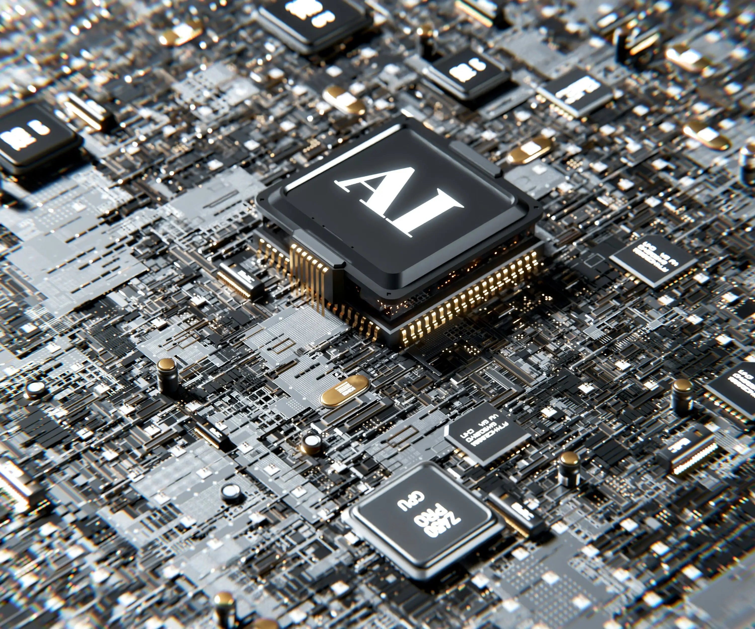 Microchip with AI logo