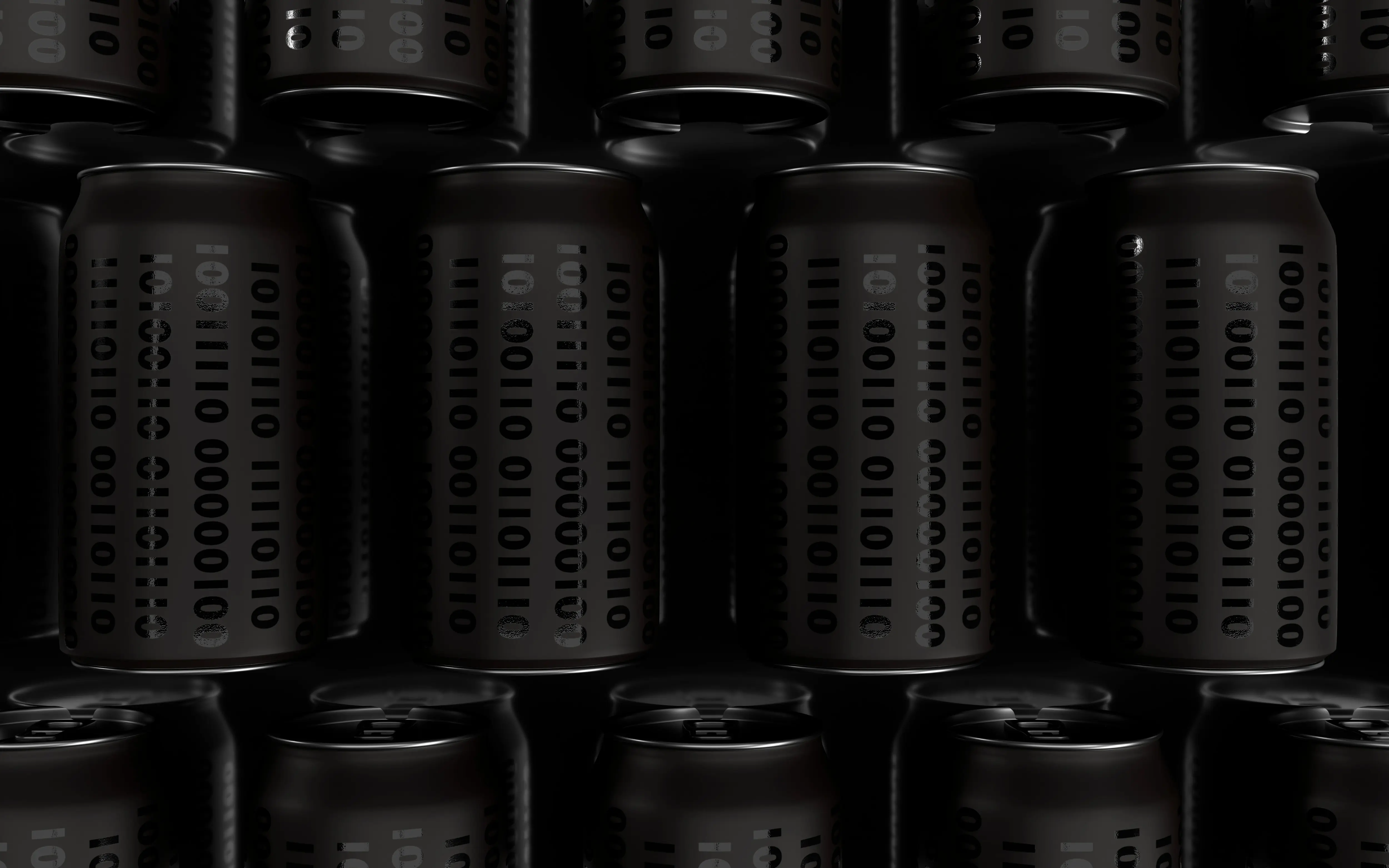 Pile of cans with binary numbers.